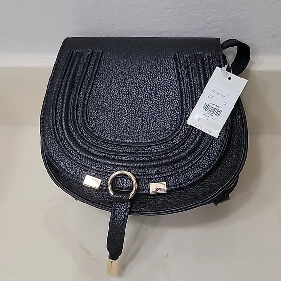 NWT Francesca's Women's Camilla Saddle Black Crossbody - Picture 5 of 7